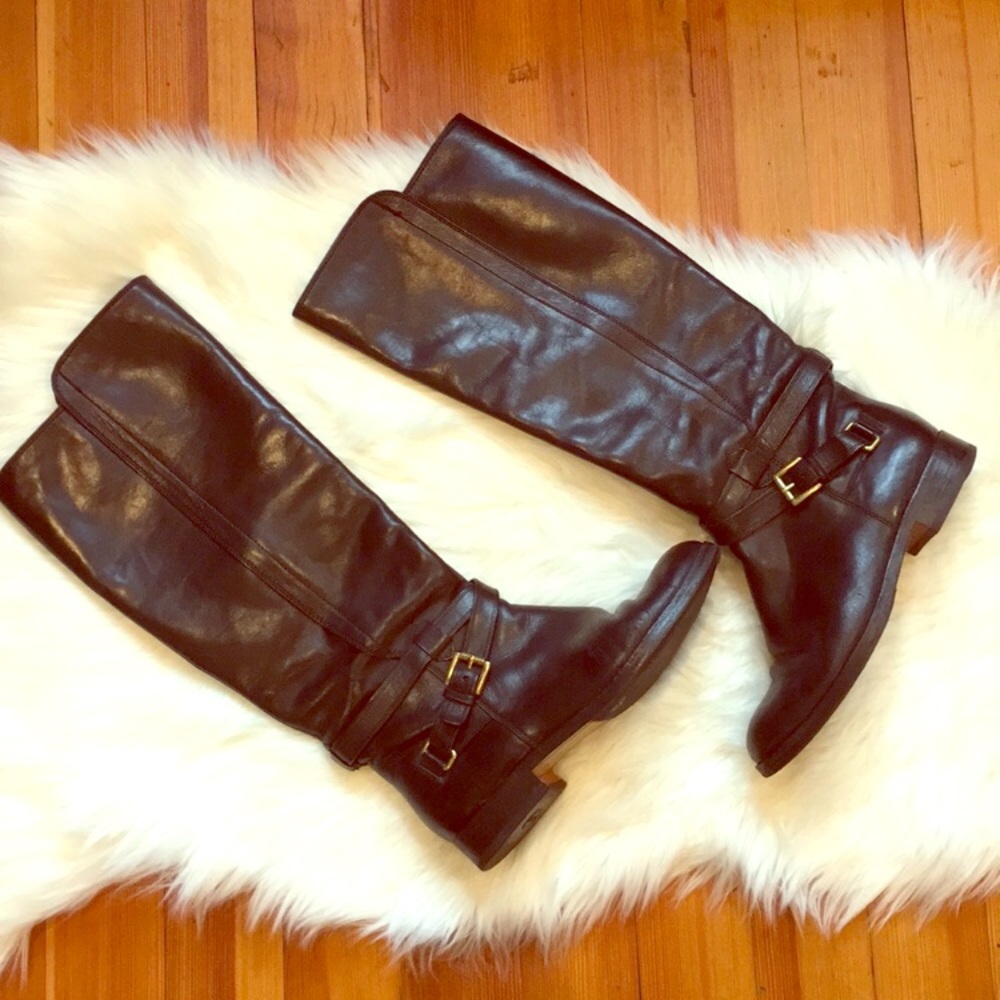 Coach Monique Black Leather Riding Boots